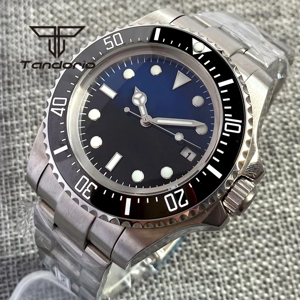 

43mm Automatic Men's Watch Two Tone Dial PT5000 NH35A Auto Date Mineral Glass Rotating Bezel Insert Screw Crown Bracelet