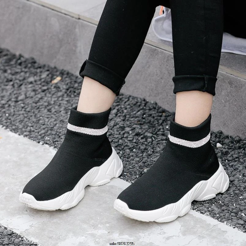 Spring children casual shoes male female sneaker child high elastic foot wrapping snow boots kids knitted socks shoes baby shoes