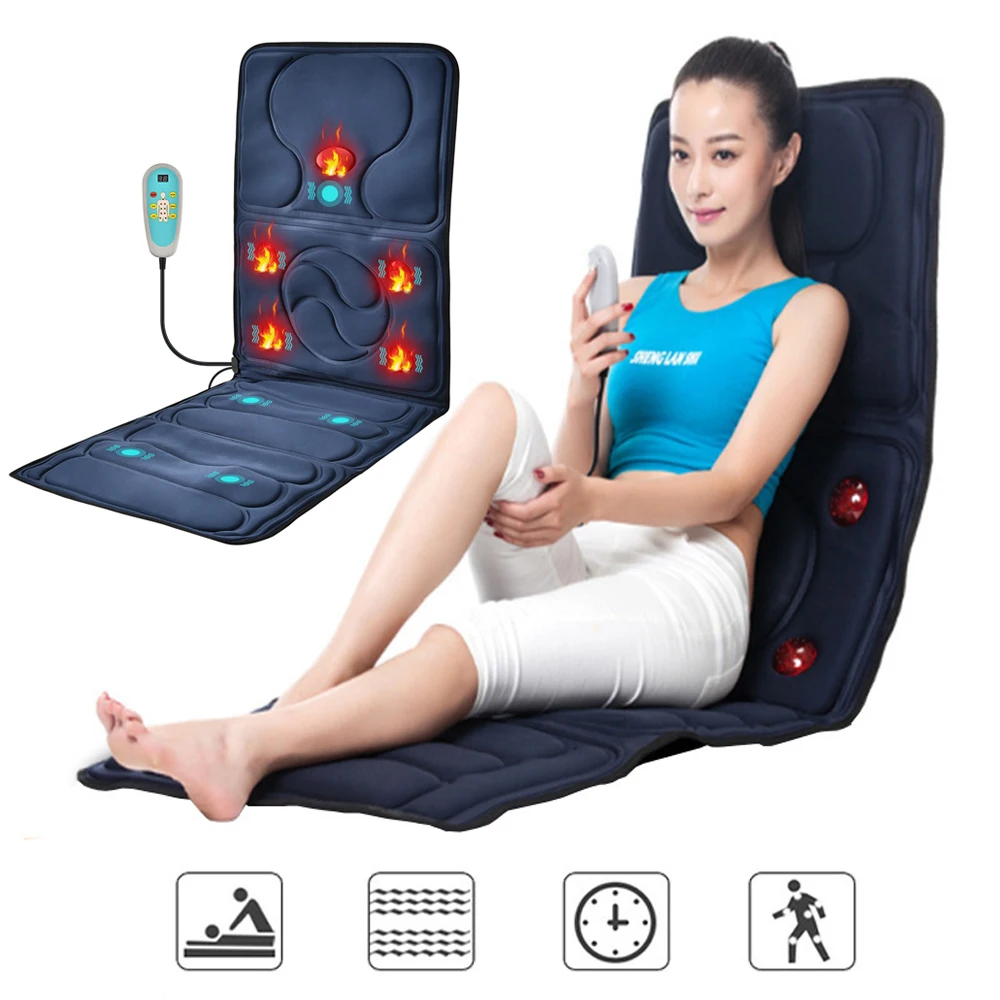 Massage Cushion 9 Motors Far Infrared Massage Pads Fatigue Vibration Mattress Cushion Health Care Equipment Body Massager