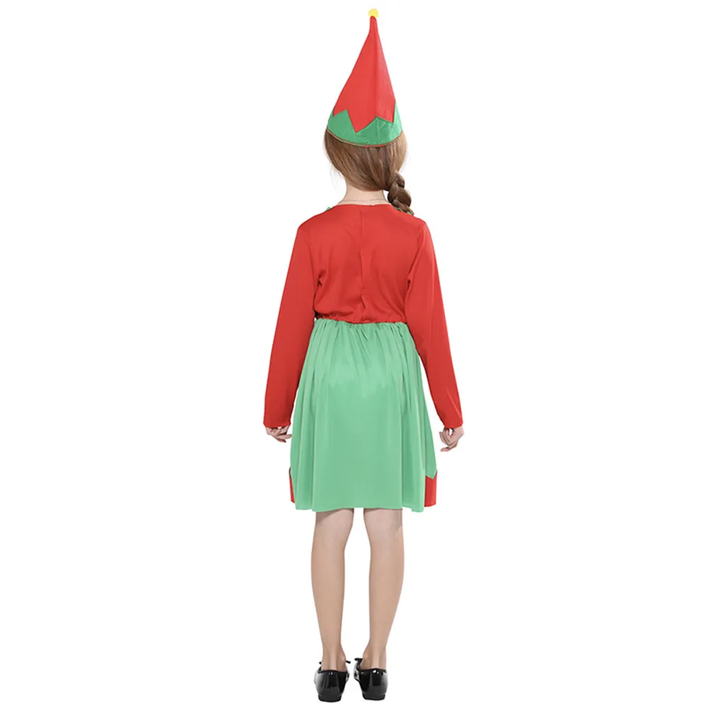 Cute Girls Holiday Elf Santa Helper abiti Cosplay Kids Christmas Eve Costume di capodanno