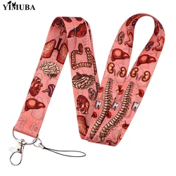 New Anatomy Human Organ Lanyards Keychain Brain Heart Stomach Cartoon Print Neck Straps Neckband Medical Student Graduation Gift