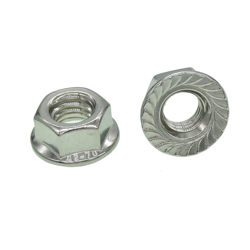 1000/500/200/100pcs/lot  M3 M4 M5 M6 M8 M10 M12 304 Stainless Steel Hex Flange Nuts