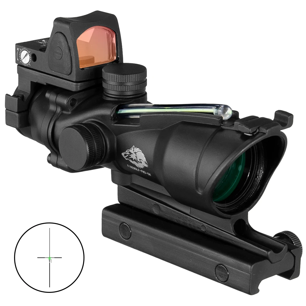 Imagem -05 - Lobo Fogo 4x32 Tactical Optic Scope Rifle Scope Red Green Reticle Fibra Iluminado Visão Óptica com Rmr Mini Red Dot Suspiro