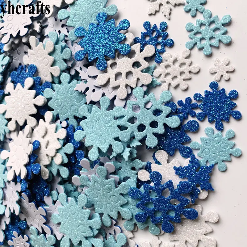 500PCS Glitter winter snowflake foam stickers Xmas crafts Christmas indoor decoration bulk wholesale OEM