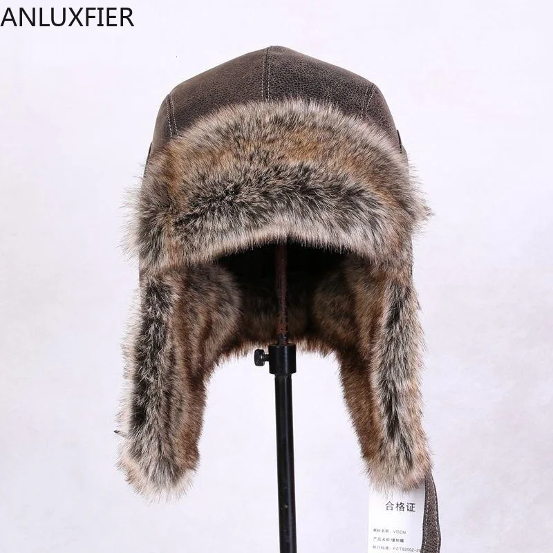 새로운 남여 봄버 모자 러시아 Ushanka 모자 남자 여자 가짜 모피 트랩퍼 모자 PU 가죽 바람 방지 Earflap 따뜻한 모자, 모자를 쓰고 있죠, 남자 여자 모자를 쓰고 있죠, 모자를 쓰고 있죠, 패션, 편안한 착용감, 신제품