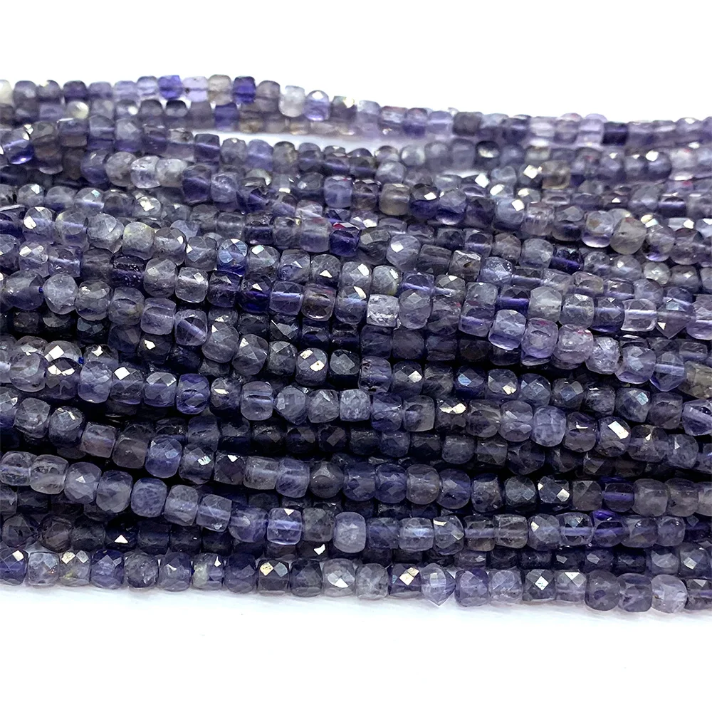 Veemake Blauw Ioliet Natuurlijke DIY Ketting Armbanden Oorbellen Ring Facet Onregelmatige Kubus Dames Kleine Kralen Voor Sieraden Maken