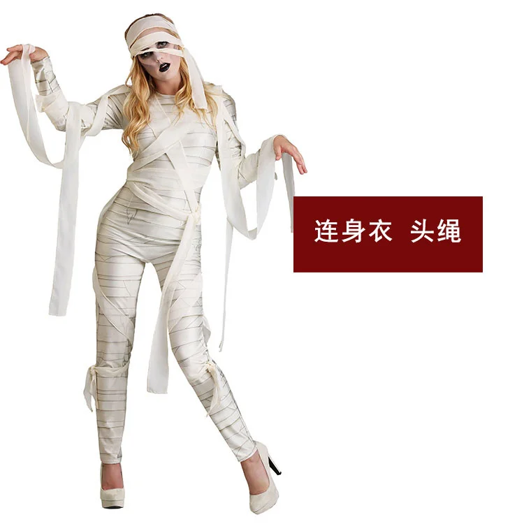 Halloween Easter Stage Performance Kid Adult Role Play Tomb adventure Mummy zombie White bandaged Costume