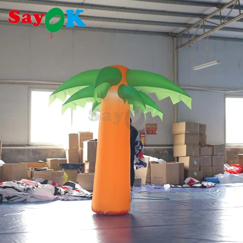 2m/6.56ft Height Lighting Inflatable Tree,Inflatable Coconut tree with Led Light for Decoration