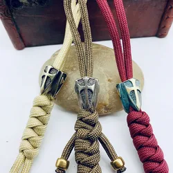 Brass Cross Shield Knife Beads Umbrella Rope Pendant Flashlight Lanyard Hangings Jewelry EDC Outdoor Tool DIY Paracord Keychains