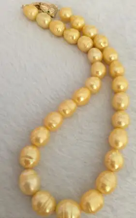 elegant 10-9 mm south sea baroque gold pearl necklace\