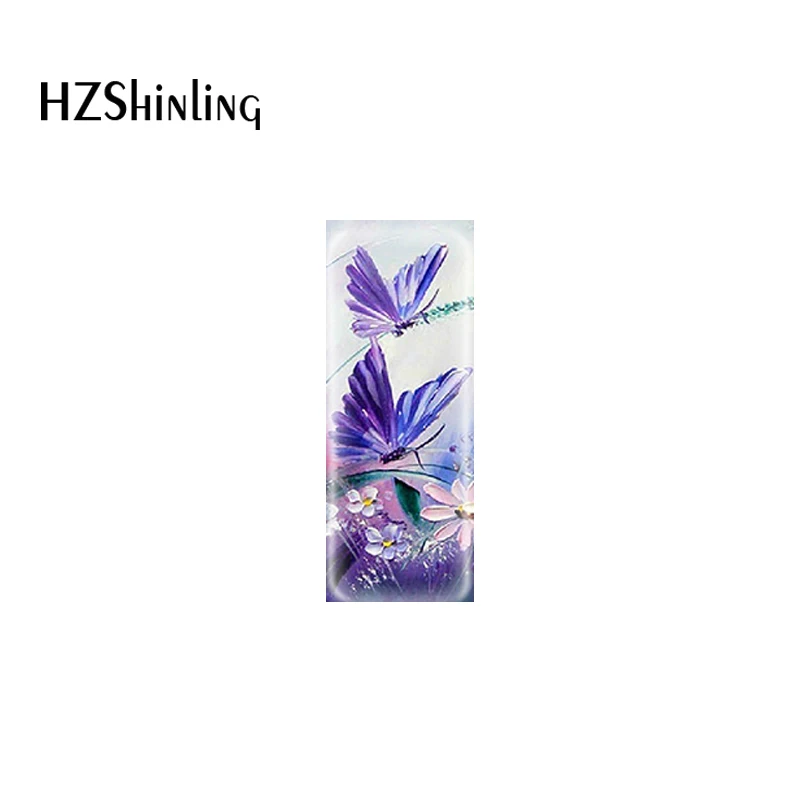 10 pçs roxo borboleta flor romântica pinturas de vidro cabochão domo joias descobertas & componentes joias semi acabadas