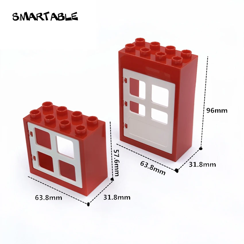 Smartable Big Brick Doors And Windows Building Blocks Parts For House Compatible Major Brand Creative Toys For Kids 10 sets/Lot