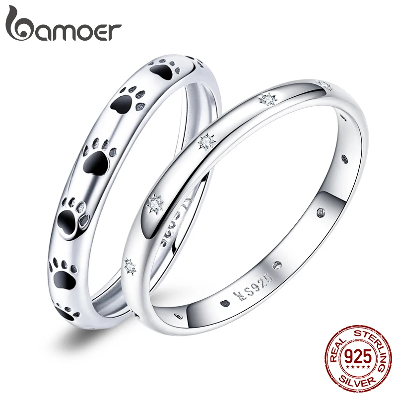 BAMOER 925 Sterling Silver Droplets Stackable Finger Classic Ring for Women Wedding Jewelry Valentine's Day Gift PA7132