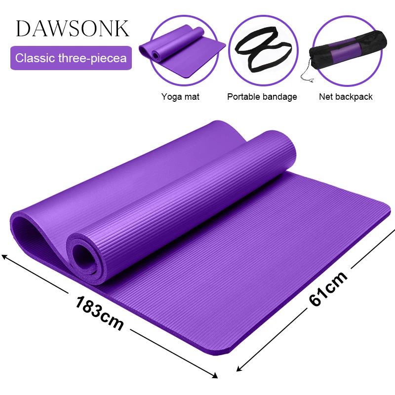 Yoga Mat 10mm NBR Three-piece Non-slip Pilates Beginners Fitness Dance Home Fitness Gymnastics 183*61*1cm Meditation Cushion