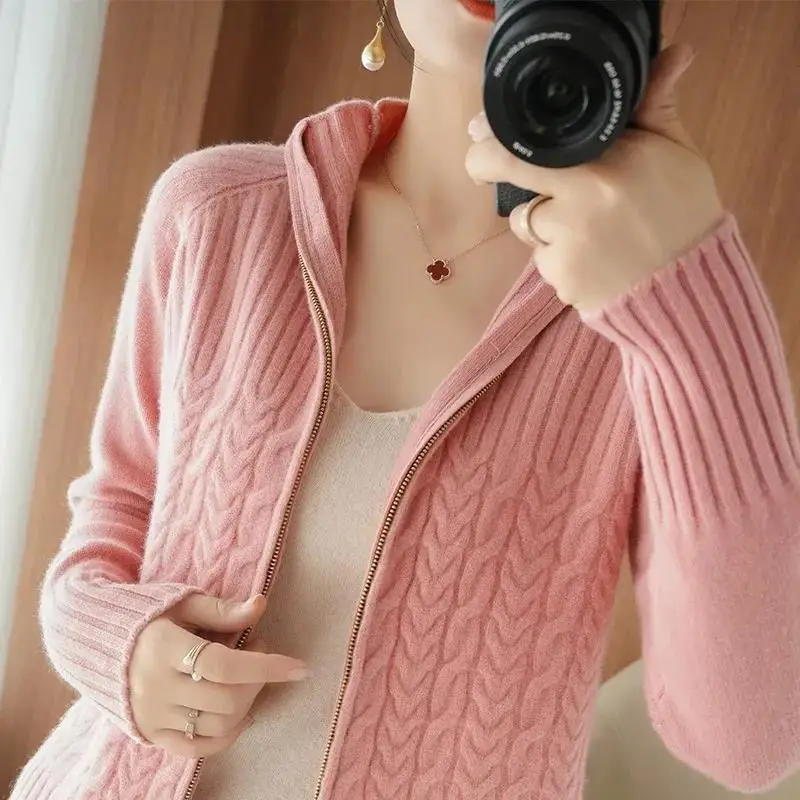 Fdfklak New Women\'s Cardigan Knitted Jacket Spring Autumn Korean All-Match Slim Sweater Large Size Tops Female S-6XL свитер