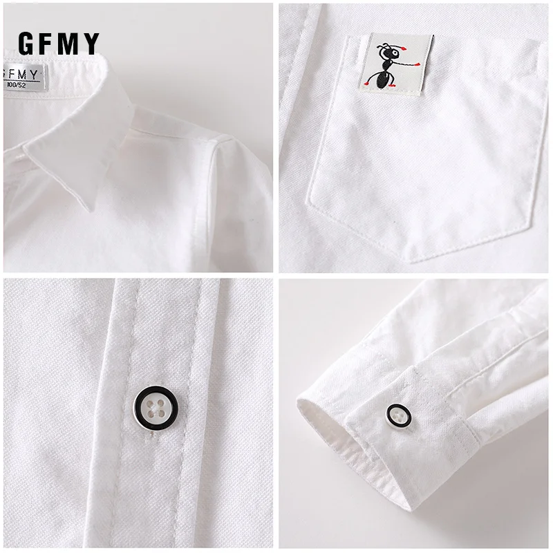 GFMY 2020 New Spring Oxford Textile Cotton Blouse Girls Boys White Shirt 3T-14T British style Kid Casual  School Clothes