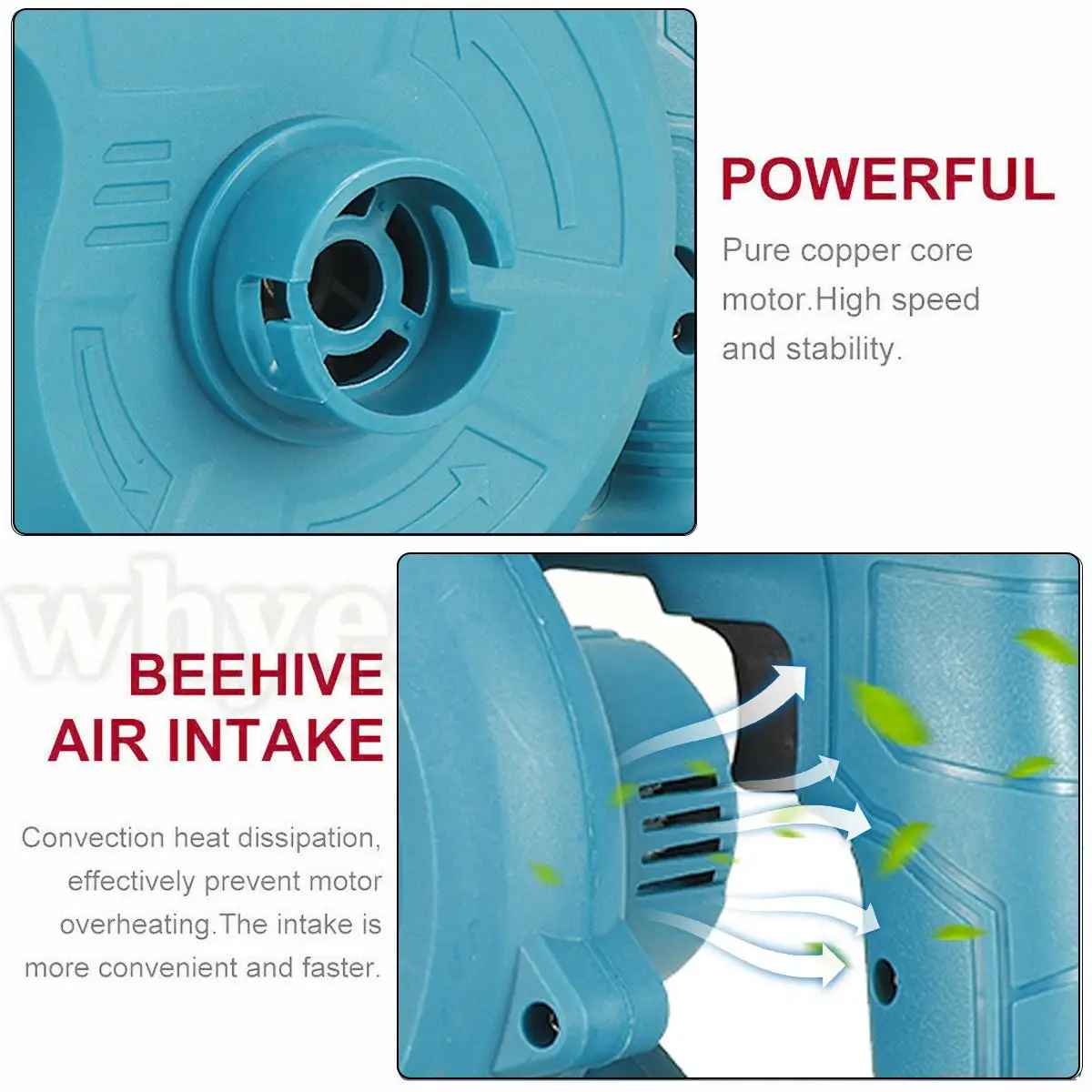 Wolike Ventilador de ar elétrico e aspirador de poeira, vácuo sem fio, Cleannig Leaf Blower, Makita 18V Battery Power Tools