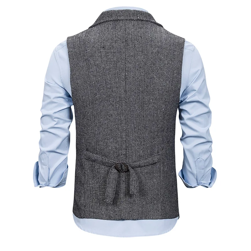 Autumn Business Vest Men\'s Clothing Male Lapel Casual Men Suit Vest With Pockets Vest Outerwear Chaleco Hombre