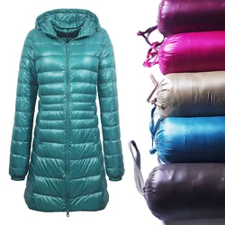 Plus size winter coat slim women down coat Light weight medium long style women's down jacket woman hooded S-7XL HH6806