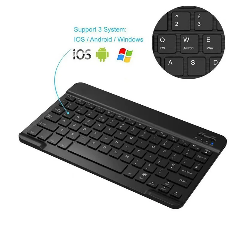 Teclado Recarregável Retroiluminado Sem Fio, Bluetooth, RGB, 7 Cores, Android, Viúvas, Telefone, Tablet, iPad, Mini, Ar, Pro