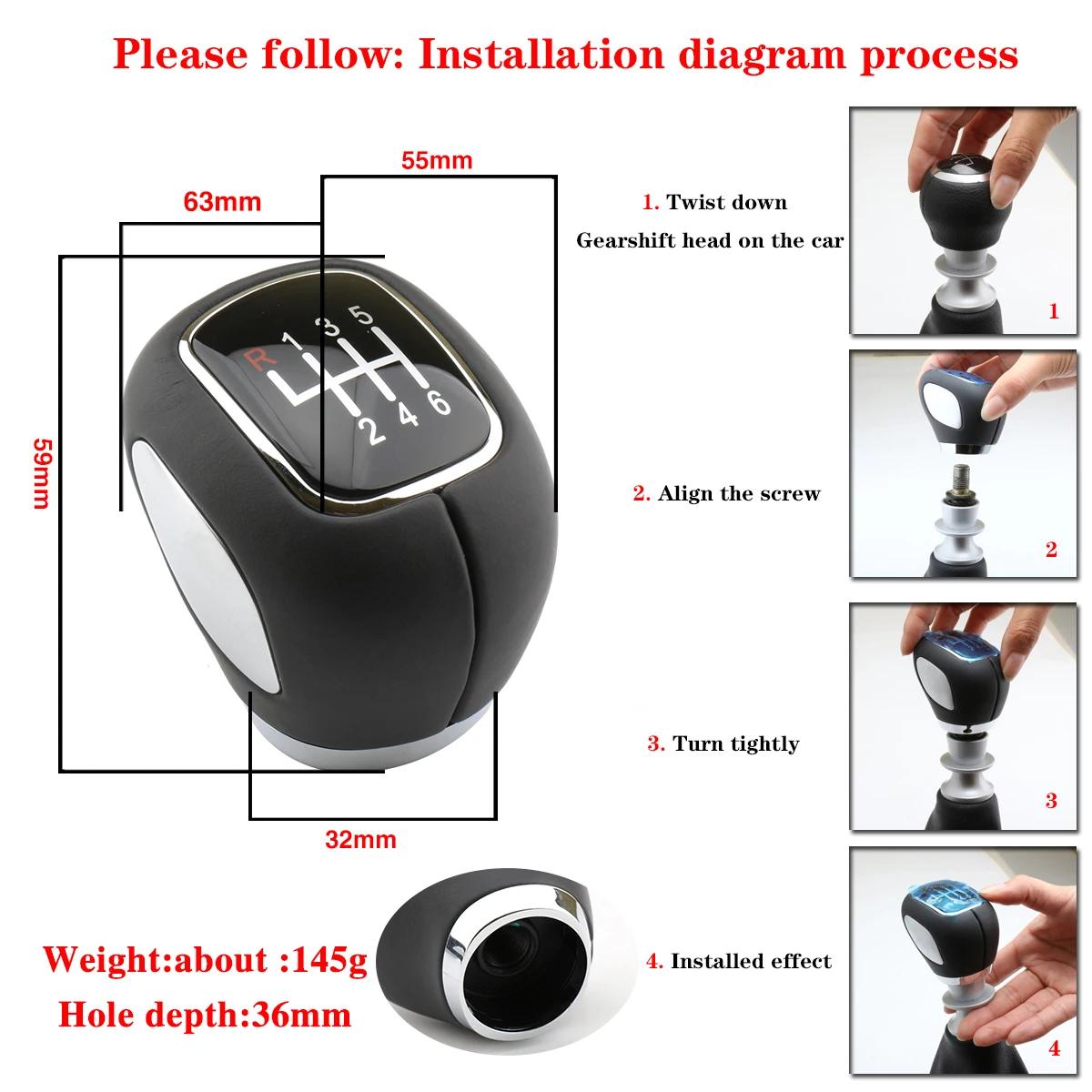 Transmissão manual Modificado Couro Gear Lever, Gearbox Handle, Camry Ven4 Corolla Vios, Shift Knob Stick, 6 velocidades