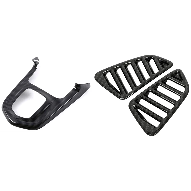 Air Conditioning Outlet Vent Frame Trim with Car Gear Shift Knob Frame Panel Cover Trim,for Nissan Navara NP300 16-19