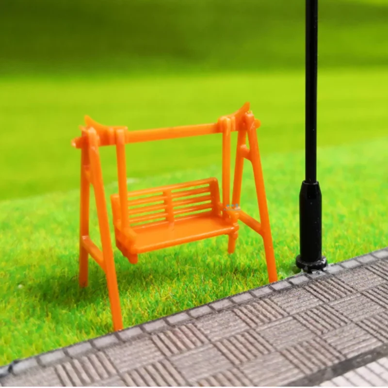 Mini Model Park Swing Bench, Artesanato Doméstico em Miniatura, Ornamento de Jardim, Trem, Ferrovia, Escala HO, 1:87