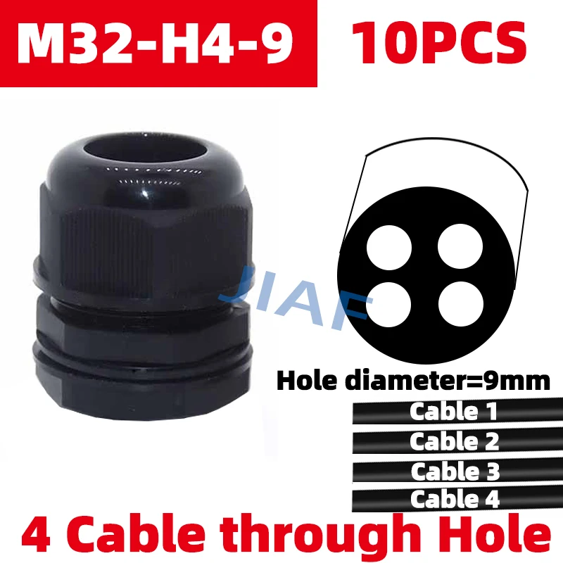 10PCS More Holes Waterproof Plastic Cable Gland M20*1.5 With Tow Holes M25*1.5 Nylon Gland M32*1.5 Black Grey Seal Joint M16 image 3