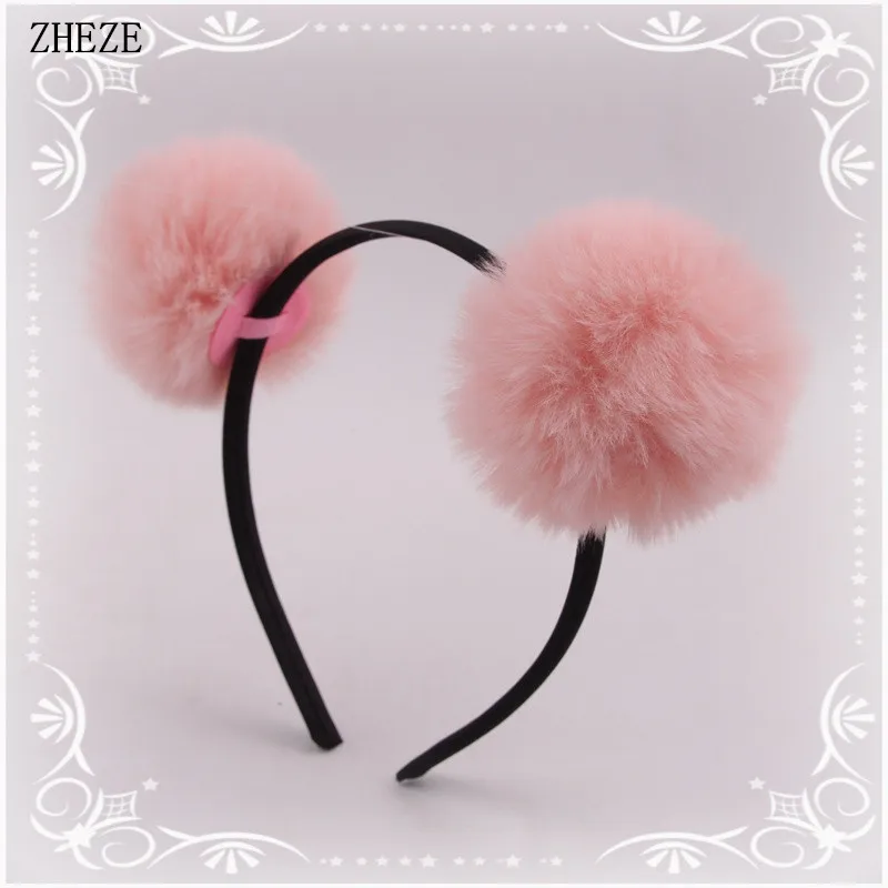 2Pcs/Lot 12 Colors Sweet Girls Cute Rabbit Plush Ball Headband Cat Ears Hairband Children Party Cosplay Hair Accessories