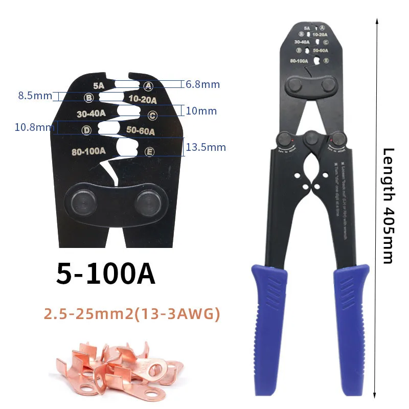 Crimping Plier For OT Type Copper Bare Nose Lugs Crimper Open Mouth Cable Connector Splice Hand Tools