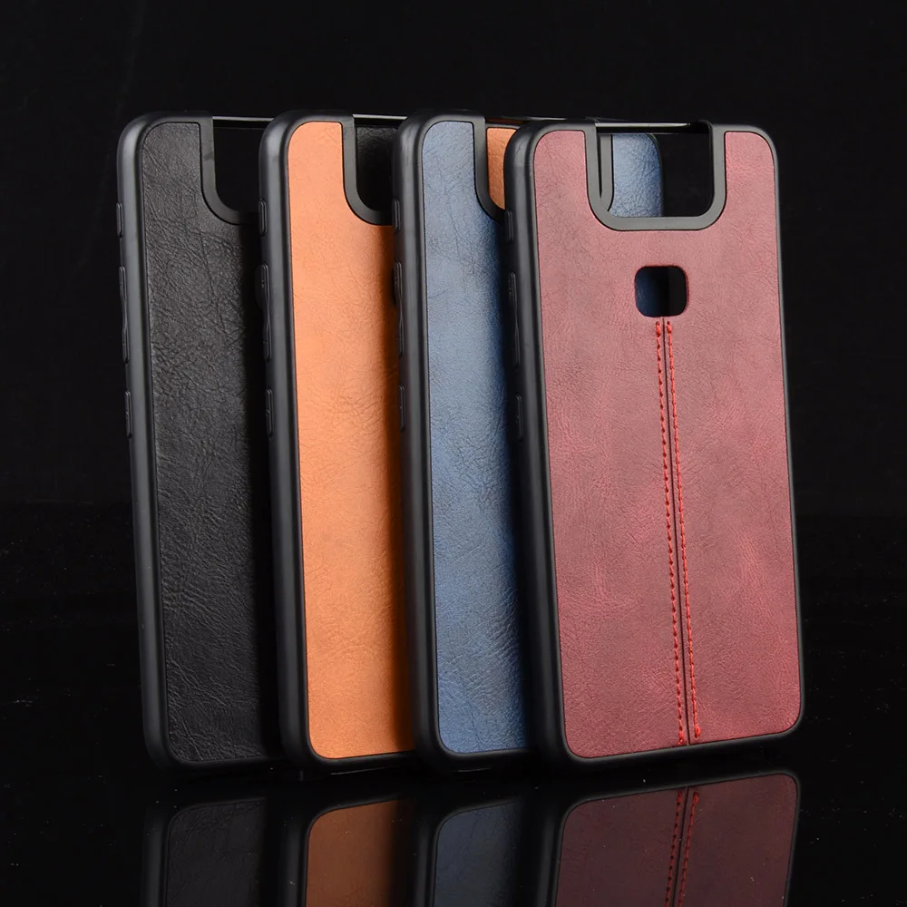 

For Asus Zenfone 6Z ZS630KL Case Asus 6z Route Calfskin PU Leather Hard Phone Cover For Asus Zenfone 6 ZS630KL 2019 Back Case