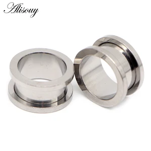Alisouy 2 Buah 1.2-30mm Sumbat Terowongan Telinga Baja Tahan Karat Warna Emas Hitam Pengukur Telinga Tandu Expander Perhiasan Tubuh Tindik Perhiasan 10 pengukur hitam penjualan terbaik - №
