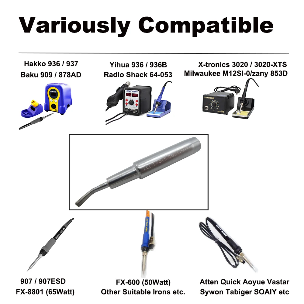 Soldering Tip 900M-T-1.8H Bent Chisel 1.8มม.สำหรับ Hakko 936 907 Milwaukee M12SI-0วิทยุ Shack 64-053 Yihua 936 X-Tronics 3020เหล็ก