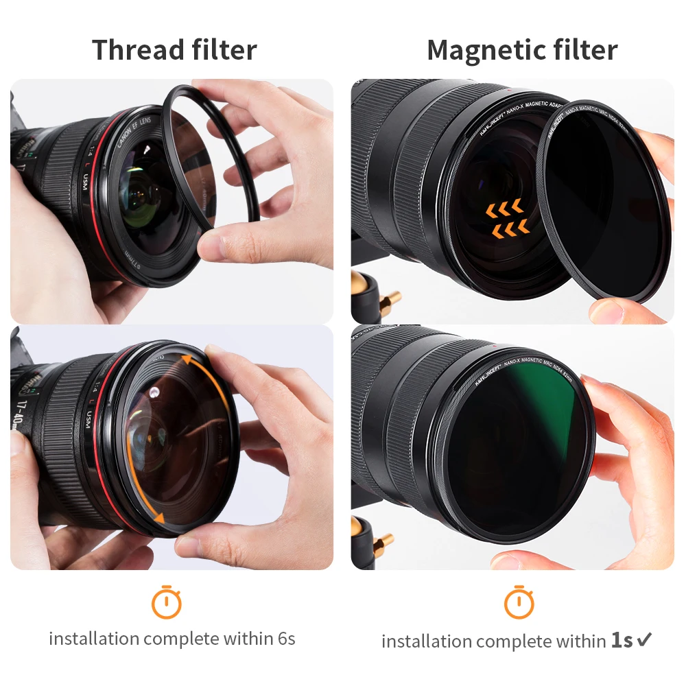 K&F Concept Magnetic HD ND64 Nano-x Camera Lens Filter Multi-Layer Coatings with Lens Cap Filter 49mm 52mm 58mm 62mm 67mm