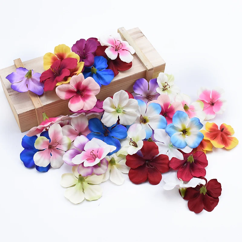 20PCS Cheap Artificial Flowers Orchid for Home Wedding Decoration Accessories Pompon DIY Wreath Needlework Silk Cherry Roses