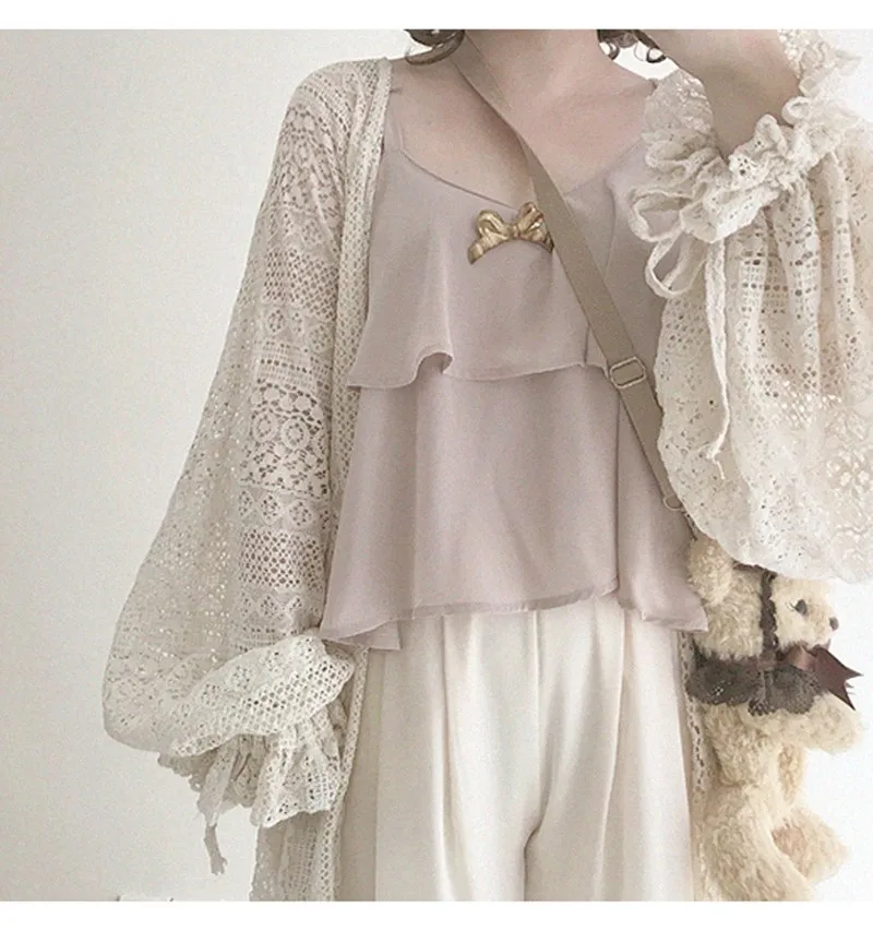 Kawaii girl princess tea party sweet lolita coat/jacket soft girl Lolita cos loli summer lace vintage latten sleeve fashion top