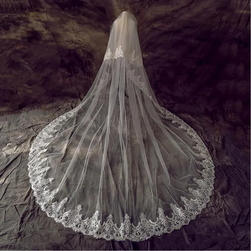 Branco/marfim duas camadas blush véu véus de casamento com pente rendas lantejoulas mantilla véu nupcial acessórios do casamento noiva veu