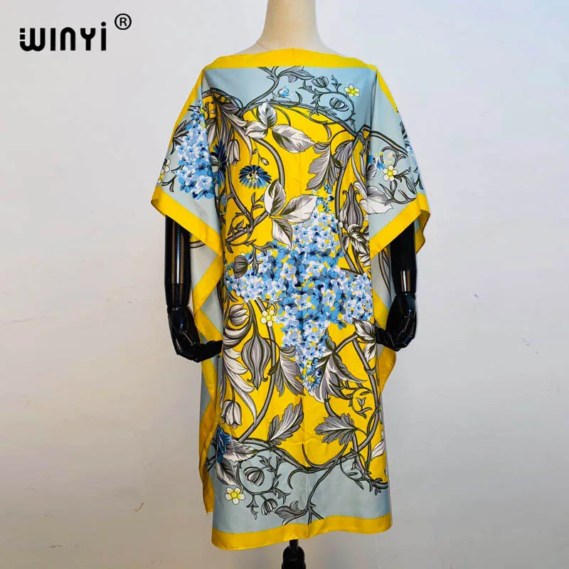 2021 silkNew Arrivals Holiday Dashiki Flowers Pattern Print Dress Short Sleeve Casual African Loose sexy Beach Dresses For Women