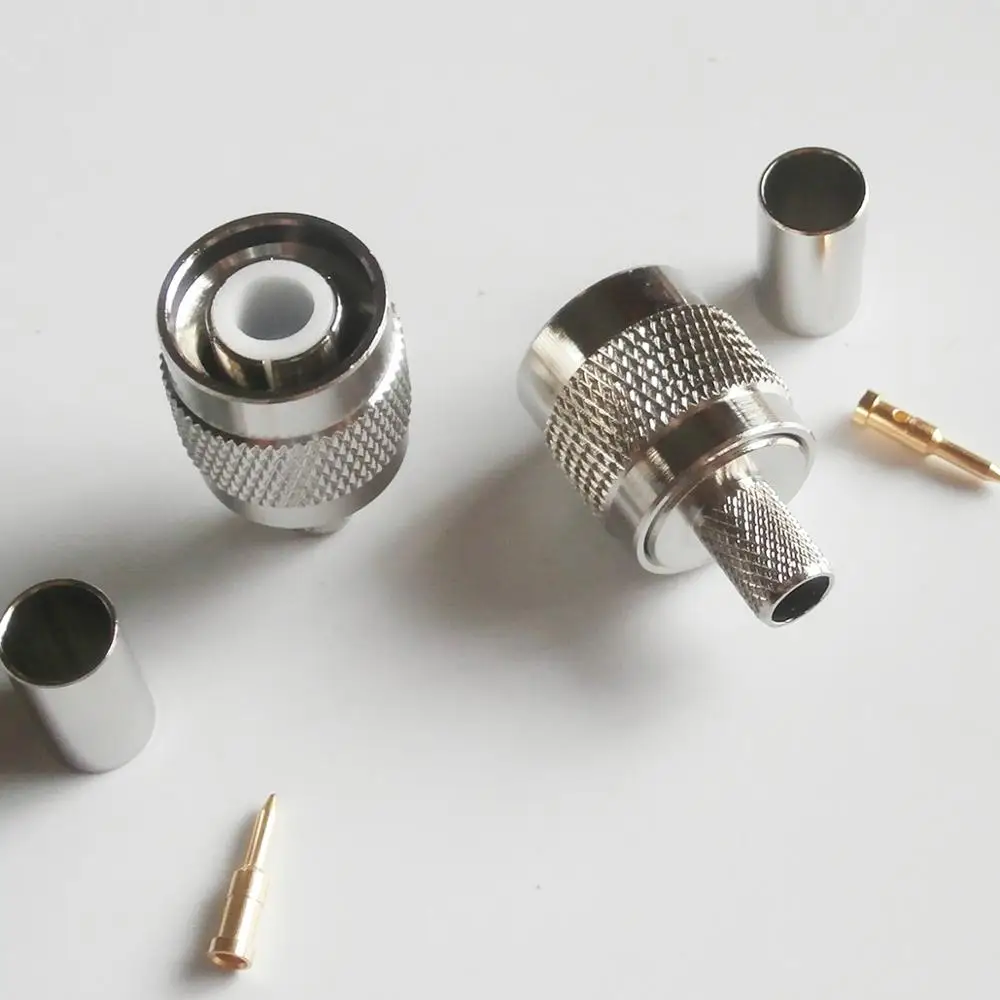 RF Coax Connector Socket TNC Male Crimp for RG8X RG-8X RG59 LMR240 Cable Plug Nickel Plated Brass Coaxial Adapters