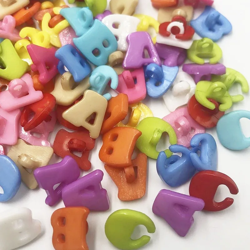 50/100pc 14mm Lots Mix ABC Letter Plastic Buttons Kid\'s Sewing Crafts PT47