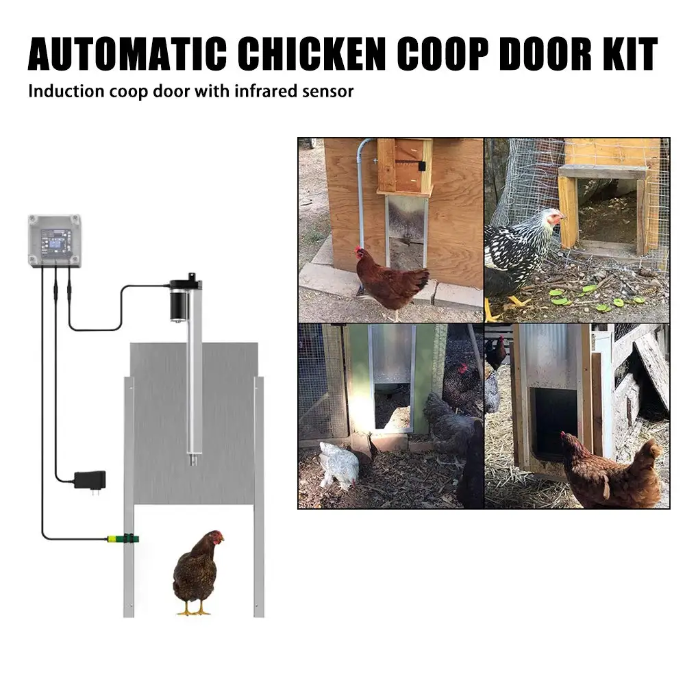Kontrol Waktu Ayam Rumah Otomatis Pintu Pembuka Pintu Pembukaan Pertanian 110-220V Ayam Hewan Peliharaan Kandang Anjing Pembuka Pintu