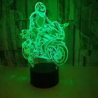 Toys Motorcycle 3D Illusion Night Light  7 Colors Change Remote Control LED USB Table Lamp Xmas Birthday Gift for Boys Kids Teen