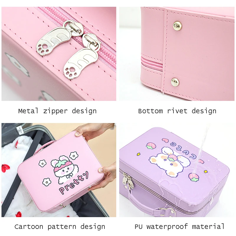 Ins Kawaii Pastel Organizer per cosmetici Cute Large Capacity Makeup Storage Box Travel Portable Girl Women Cosmetic Bags Cases