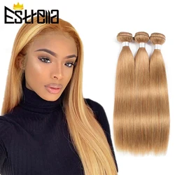 Extensão de cabelo humano peruano 100%, pacotes de cabelo liso loiro com mel, 27 cores, estrella remy