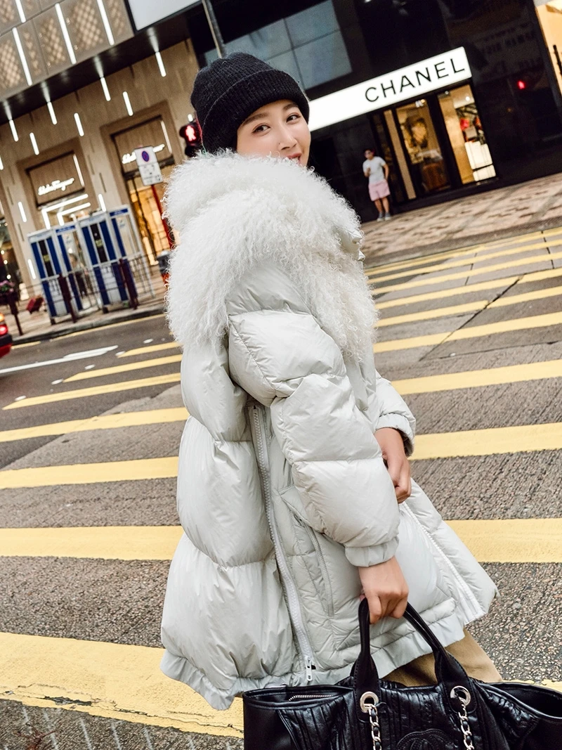 Clothes Women Winter Coat 2020 Real Wool Fur Collar 90% White Duck Down Coat Women Korean Puffer Jacket H18PM18-206 YY1917