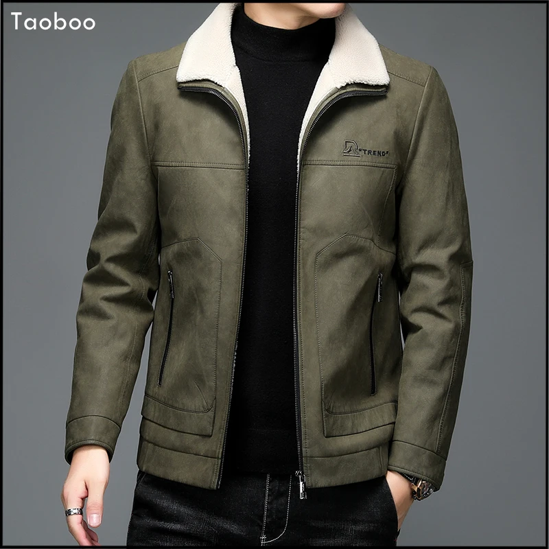 

2021High quality Men's winter jacket Velvet collar Business Thick Leather Down jacket Men Casual Windproof Warm Jacket Male coat