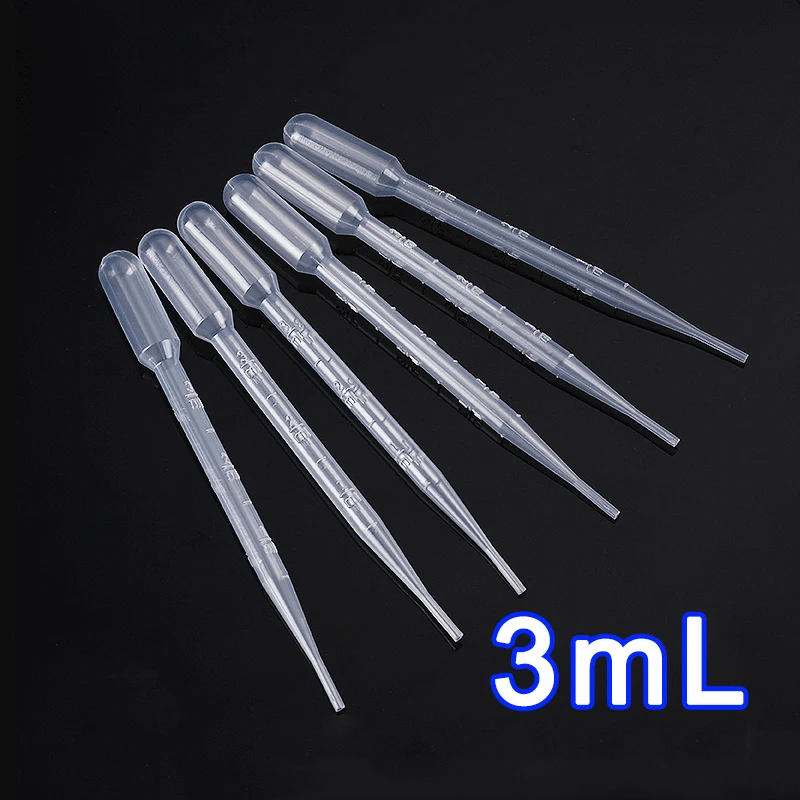 3ML Disposable Pipette Dropper พลาสติกสำเร็จการศึกษาคอนเทนเนอร์ Lab ทดลองอุปกรณ์ห้องปฏิบัติการ Pipettes