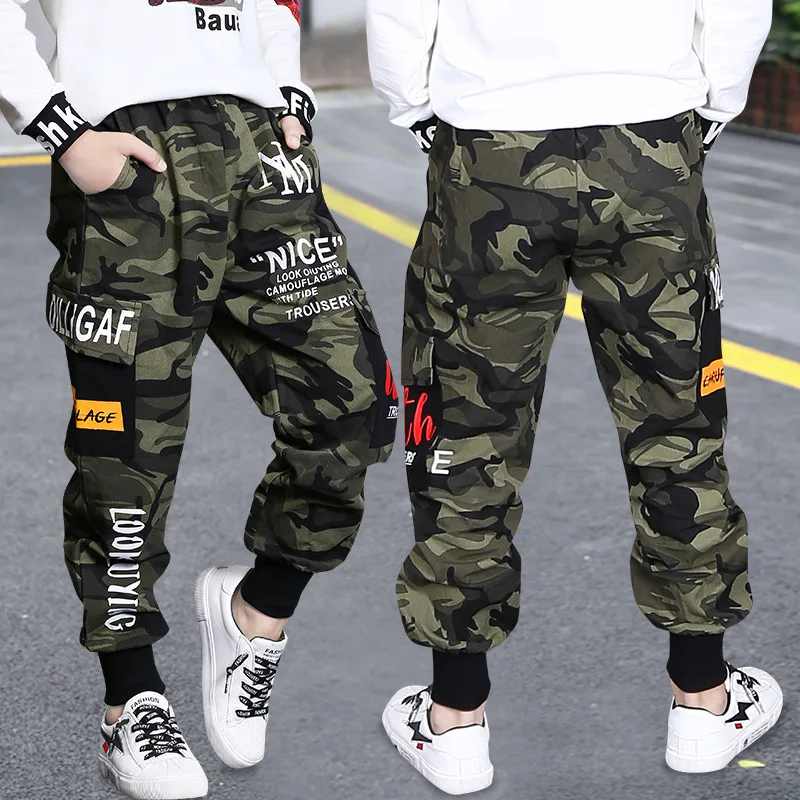 Autumn Fashion Camouflage Joggers Pants for Kids Boys Cotton Children Cargo Sport Pant Super Elastic Trousers Baby Clothes 3-15Y