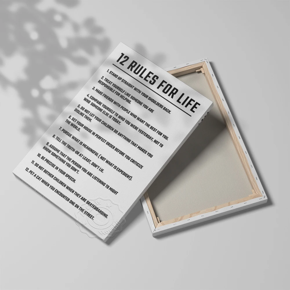 12 Rules For Life Prints Poster, Inspiring Life Quotes Words Wall Art Picture, Living Room Decor Art Prints, Words Poster