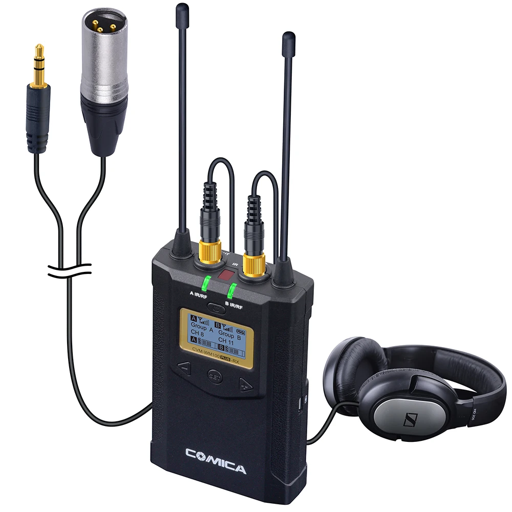 COMICA CVM-WM100 PLUS UHF 48-Channels Mono StereoReal-Time Monitoring Wireless MicrophoneDual-Transmitter and One Receiver MIC